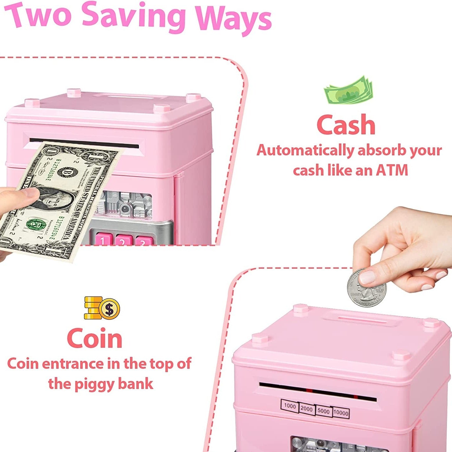 Piggy Bank Cash Coin Can ATM Bank Electronic Coin Money Bank For Kids--Hot Gift Halloween Christmas Gift