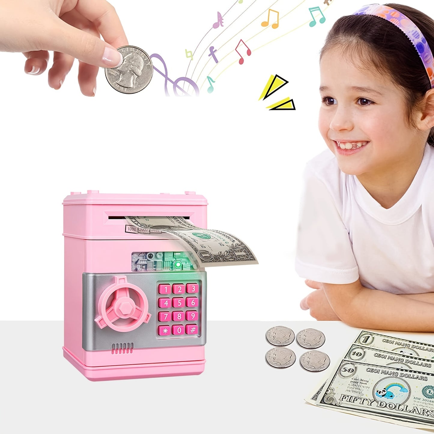Piggy Bank Cash Coin Can ATM Bank Electronic Coin Money Bank For Kids--Hot Gift Halloween Christmas Gift